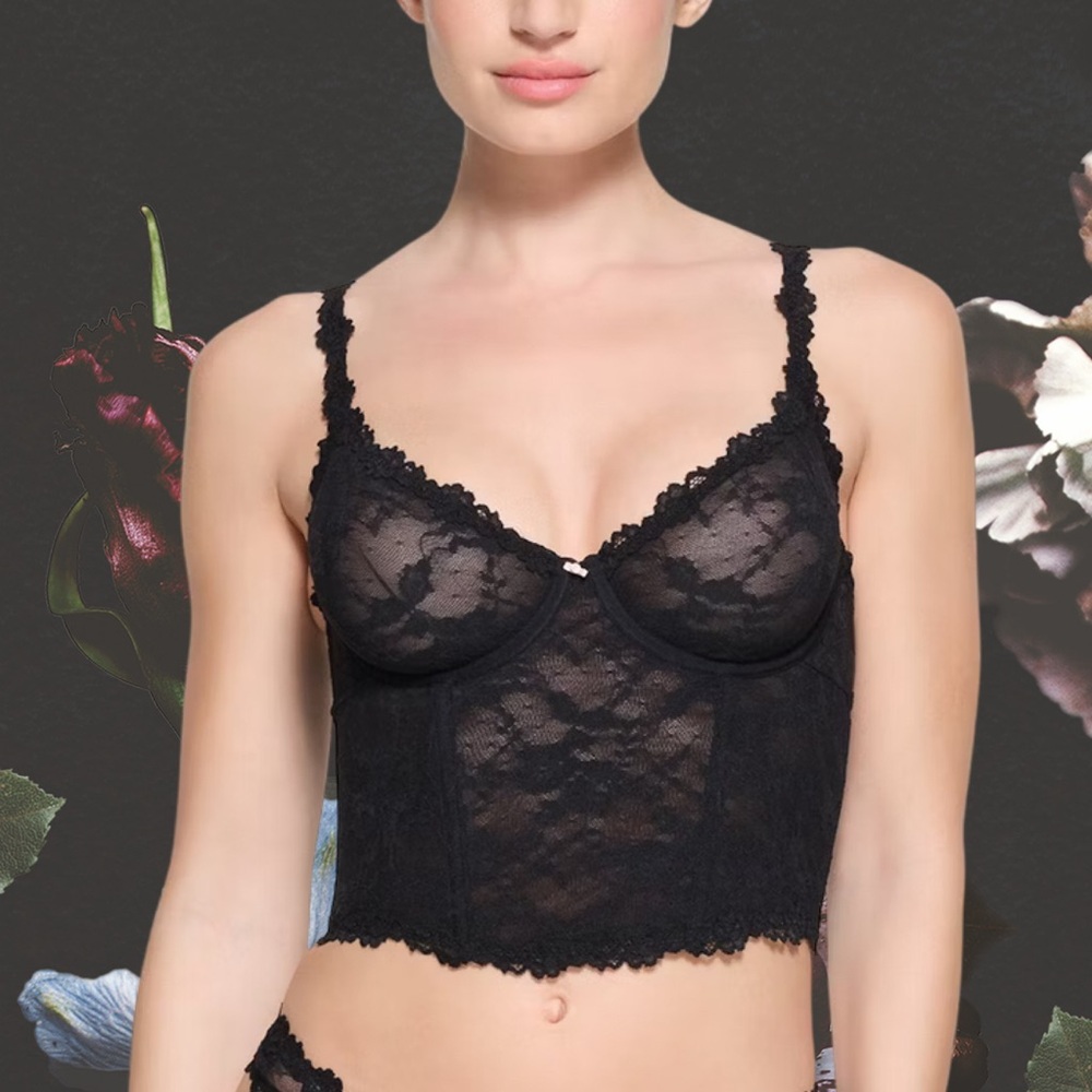SKIMS Black Stretch Lace Corset NWT